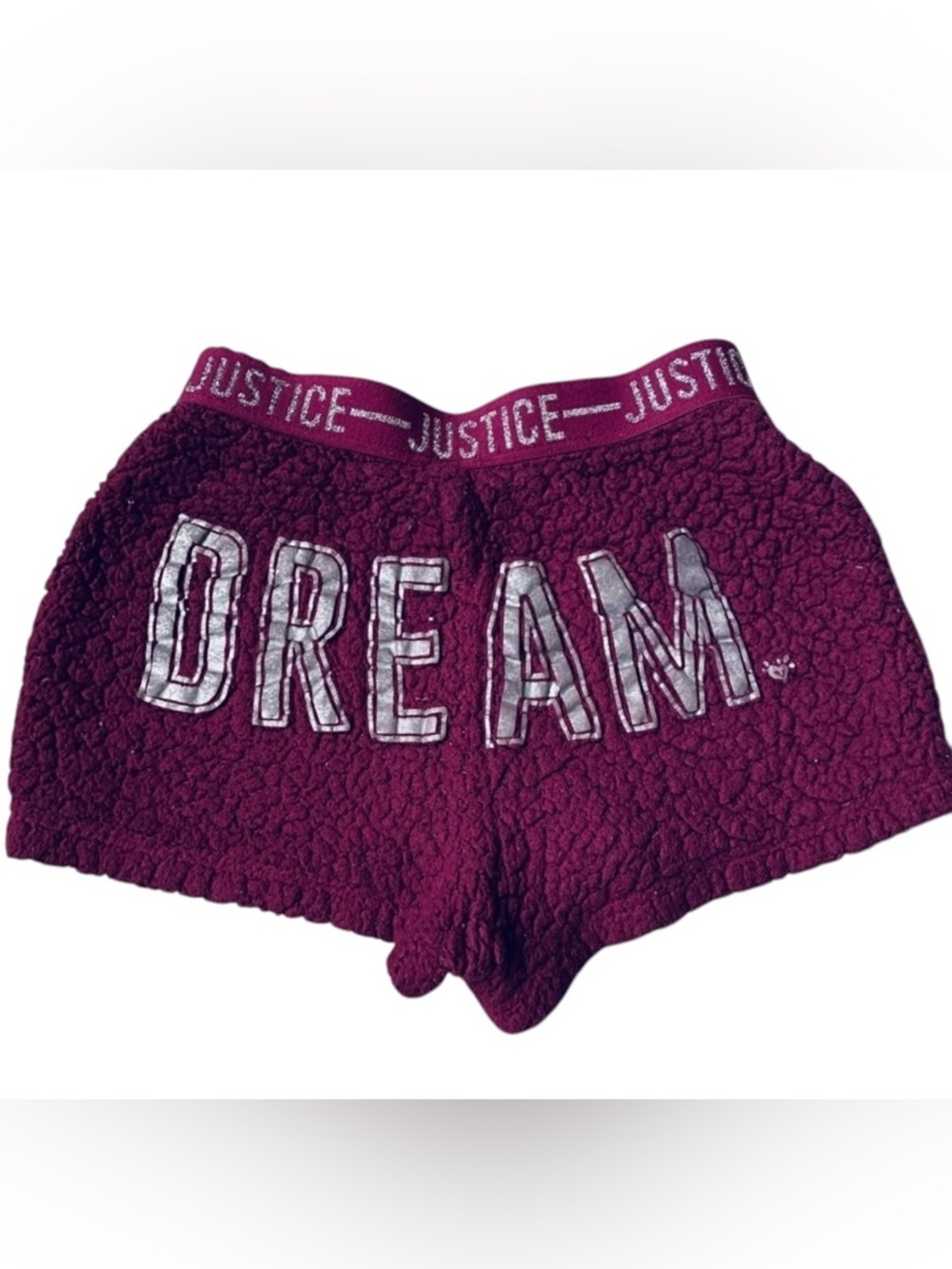 🎆🎇3for$9 Justice Maroon girls pajama shorts- Dream on back- size 7